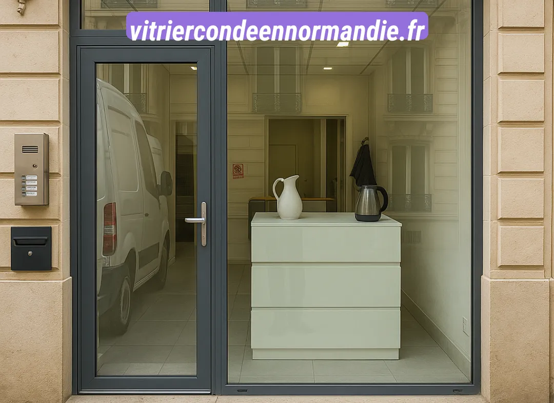 Façade vitrine de magasin en aluminium sur mesure à Condé-en-Normandie